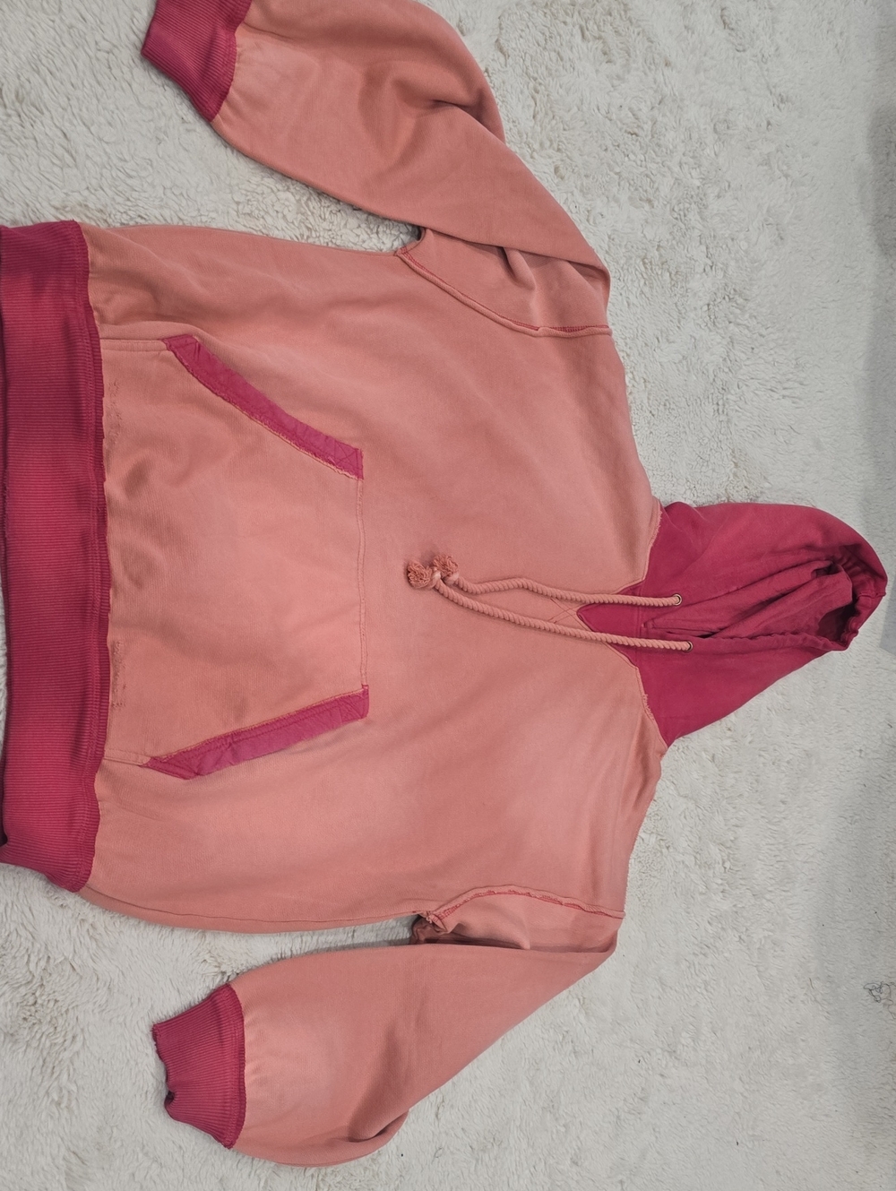 We The Free Two-Tone Pink Bomber-Style Hoodie